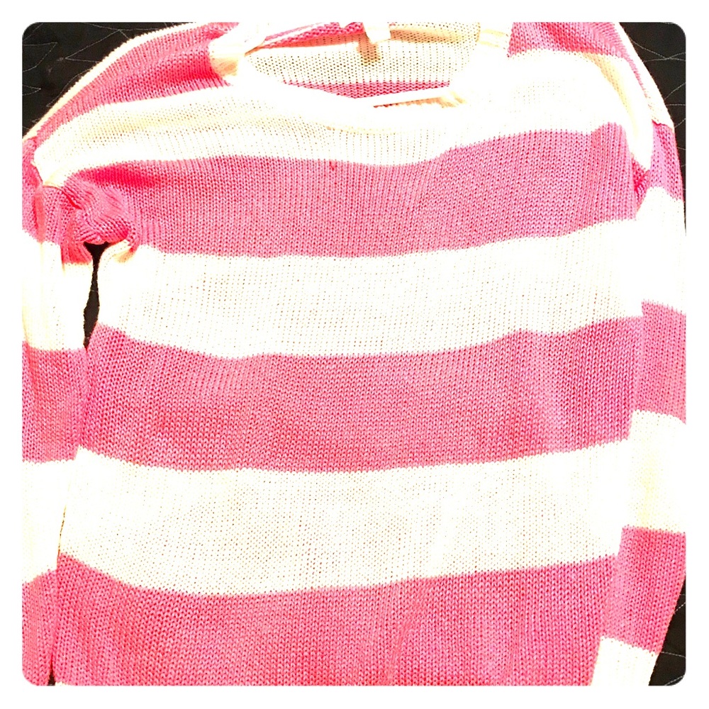 Pink with white striped cardigan/ long sleeve
